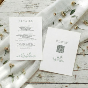 Tarjeta De Recepción Detalles de Boda Vintage Franceses Florales Verde