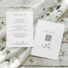 Tarjeta De Recepción Detalles de Boda Vintage Franceses Gris Plateado