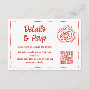 Tarjeta De Recepción Detalles de boda y RSVP dibujados a mano en azul y