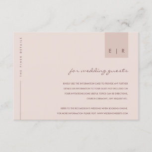 TARJETA DE RECEPCIÓN DETALLES DE BODAS DE TIPOGRAFÍA ROSA SUAVE MÍNIMA
