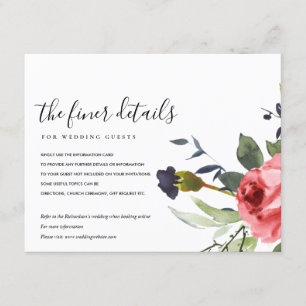 TARJETA DE RECEPCIÓN DETALLES DE BODAS FLORALES DE ROSA ROJA PEONÍA EUC