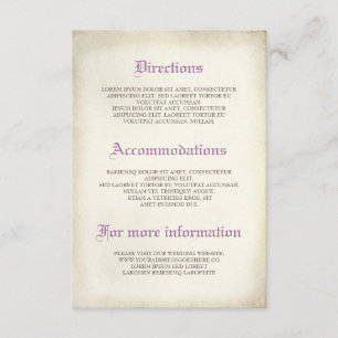 Tarjeta De Recepción Detalles de bodas vintage góticas - Información