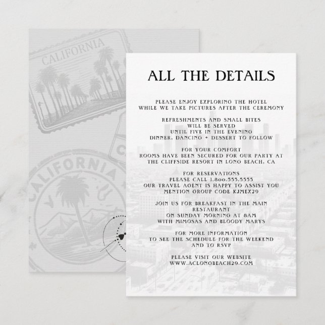 Tarjeta De Recepción Detalles de California Passport (Anverso / Reverso)