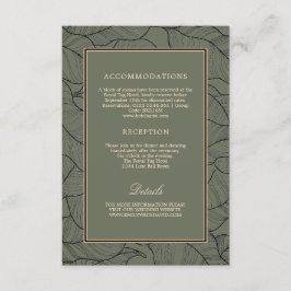 Tarjeta De Recepción Detalles de caligrafía clásica elegante verde sabi