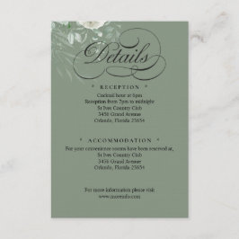 Tarjeta De Recepción Detalles de Caligrafía para Boda con Verde Salvia 