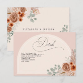 Tarjeta De Recepción Detalles de caligrafía rusa Boho Terracotta Pampas