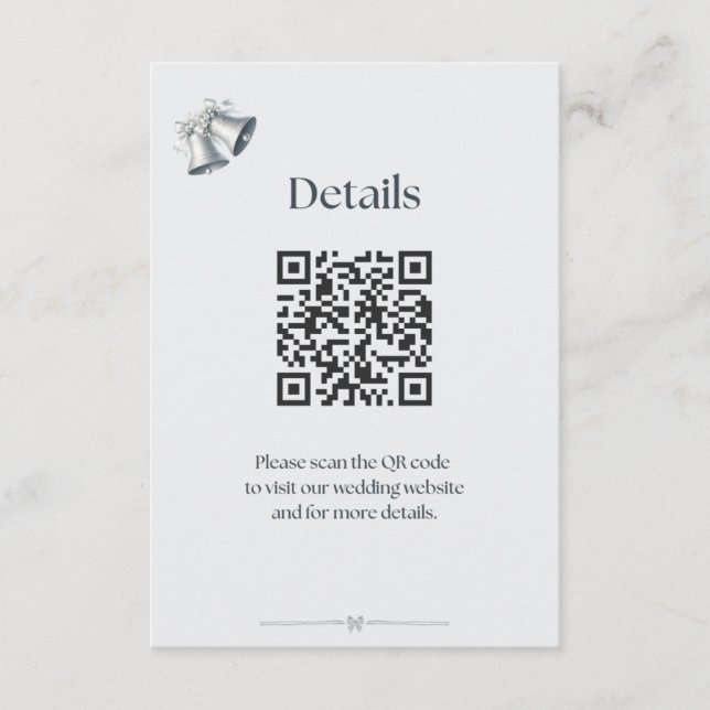 Tarjeta De Recepción Detalles de campanas de boda de plata azul Incluye (Anverso)