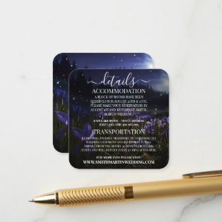 Tarjeta De Recepción Detalles de Campo de Flores Silvestres Moradas Per