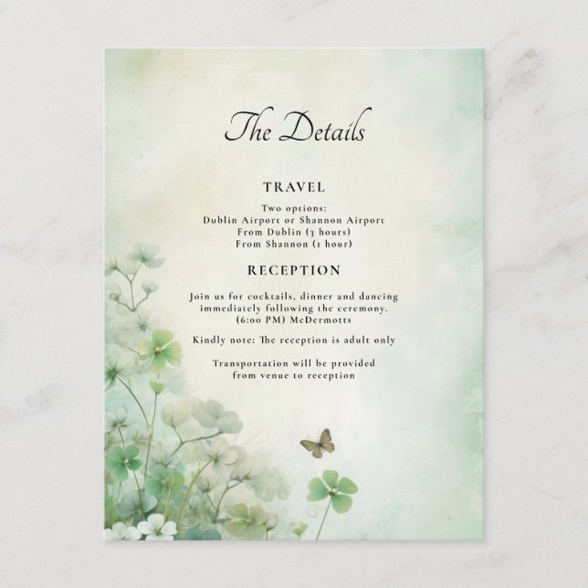 Tarjeta De Recepción Detalles de Campos de Trébol (Anverso)