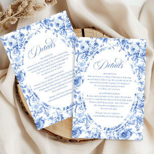 Tarjeta De Recepción Detalles de celebración de boda con rosas de toile