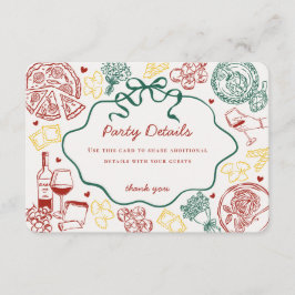 Tarjeta De Recepción Detalles de cena de cumpleaños con pasta Holy Cann
