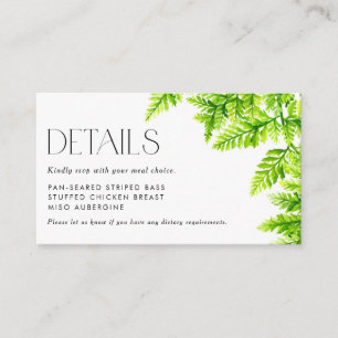 Tarjeta De Recepción Detalles de Chartreuse Green Fern que deja a RSVP