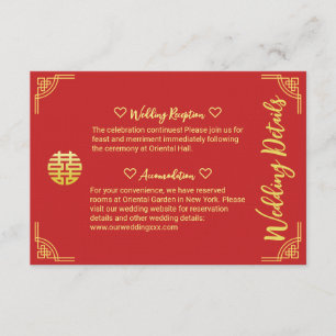 Tarjeta De Recepción Detalles de círculo de marco dorado de boda china