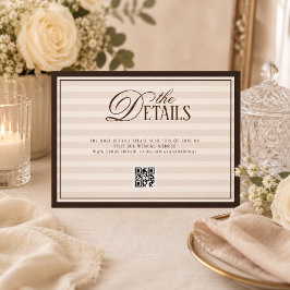 Tarjeta De Recepción Detalles de código QR de boda con dinero antiguo a