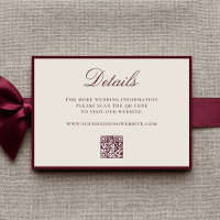Detalles de código QR de boda elegante burgundy ol