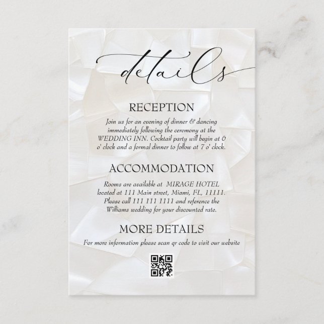 Tarjeta De Recepción Detalles de código QR de boda elegante moderno (Anverso)
