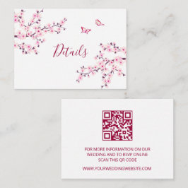 Tarjeta De Recepción Detalles de código QR de boda rosa y blanco de flo