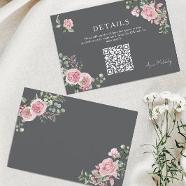 Tarjeta De Recepción Detalles de código QR de rosas rosadas modernas pa