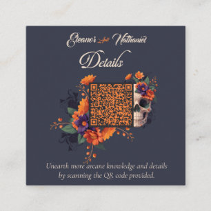 Tarjeta De Recepción Detalles de código QR minimalista floral gótico el