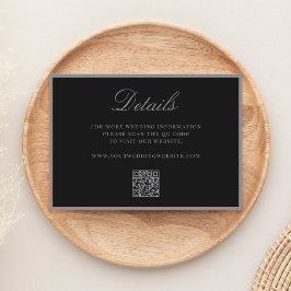 Tarjeta De Recepción Detalles de código QR negro mate elegante para bod