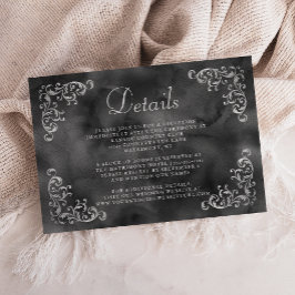 Tarjeta De Recepción Detalles de color de agua negro plateado vintage