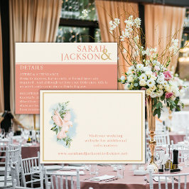 Tarjeta De Recepción Detalles de coral Boda de palomas románticas