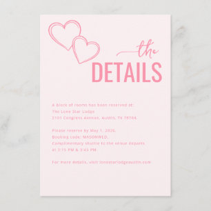 Tarjeta De Recepción Detalles de Corazones Rosados Cálidos