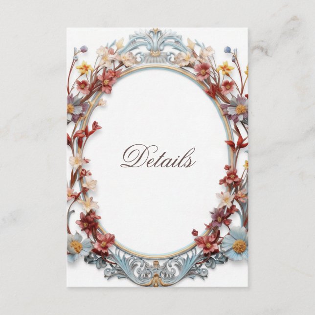 Tarjeta De Recepción Detalles de corona floral 3D (Anverso)