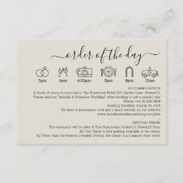 Tarjeta De Recepción Detalles de Crema de Boda Orden del Día