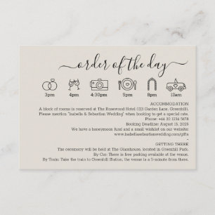 Tarjeta De Recepción Detalles de Crema de Boda Orden del Día