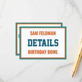 Tarjeta De Recepción Detalles de cumpleaños con tema de fútbol en azul 