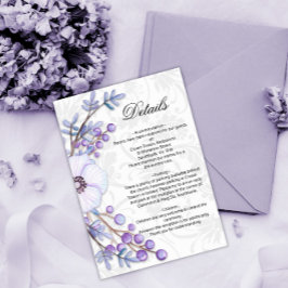 Tarjeta De Recepción Detalles de Damasco de Boda morado floral