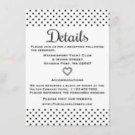 Tarjeta De Recepción Detalles de Direcciones de Negro y Blanco Lunares