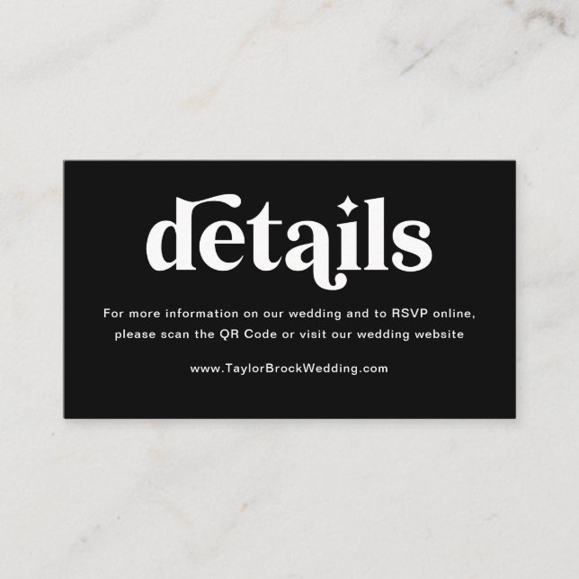 Tarjeta De Recepción Detalles de Disco Negro Sitio Web de Boda (Anverso)
