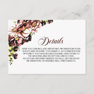 Tarjeta De Recepción Detalles de Earthy Floral Boda