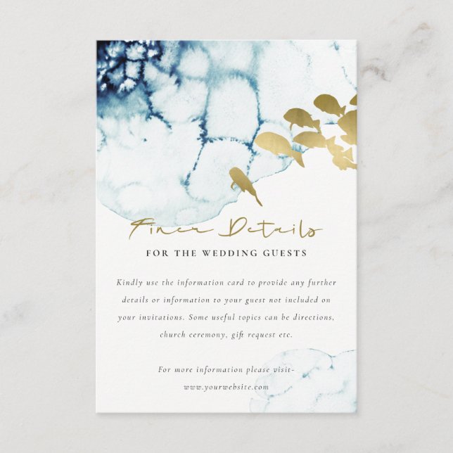 TARJETA DE RECEPCIÓN DETALLES DE ELEGANTES BODAS DE PESCADO BAJO EL AGU (Anverso)