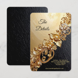 Tarjeta De Recepción Detalles de Embellimientos Florales de Oro Incluid