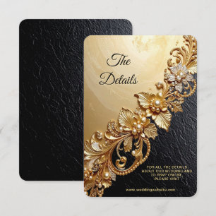 Tarjeta De Recepción Detalles de Embellimientos Florales de Oro Incluid