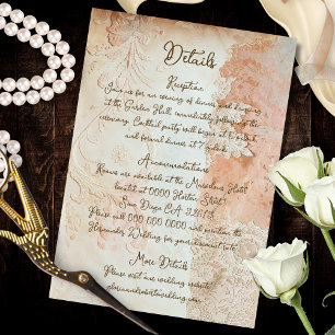 Tarjeta De Recepción Detalles de Encaje Mexicano Barroco Antiguo Arte d