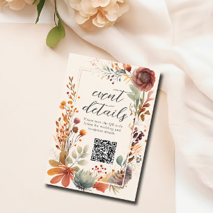 Tarjeta De Recepción Detalles de Evento Otoño Floral Marfil Boho