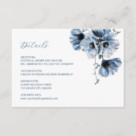 Tarjeta De Recepción Detalles de Flor Transparente Azul
