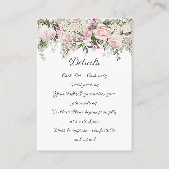 Tarjeta De Recepción Detalles de floral Rosa de verano (Anverso)