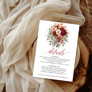 Tarjeta De Recepción Detalles de flores de Borgoña bohemios de otoño