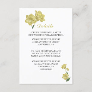 Tarjeta De Recepción detalles de flores de lirio amarillo hojas verdes