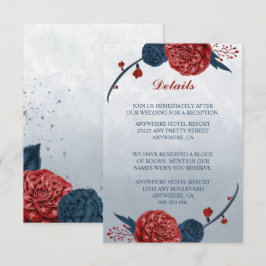 Tarjeta De Recepción detalles de flores de marina y borgoña