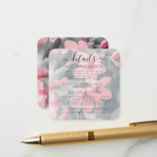 Tarjeta De Recepción Detalles de Flores Rosadas Personalizadas con Hoja