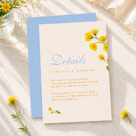 Tarjeta De Recepción Detalles de flores silvestres acuarela azul y amar
