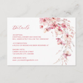 Tarjeta De Recepción Detalles de flores silvestres boho rosadas