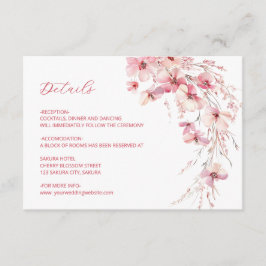 Tarjeta De Recepción Detalles de flores silvestres boho rosadas
