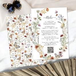 Tarjeta De Recepción Detalles de flores silvestres boho rústicos